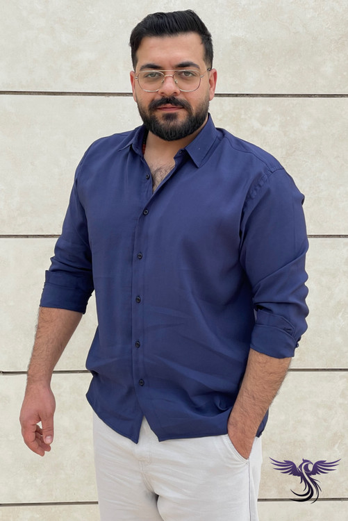 پیراهن سرمه ای جنس پری مردانه