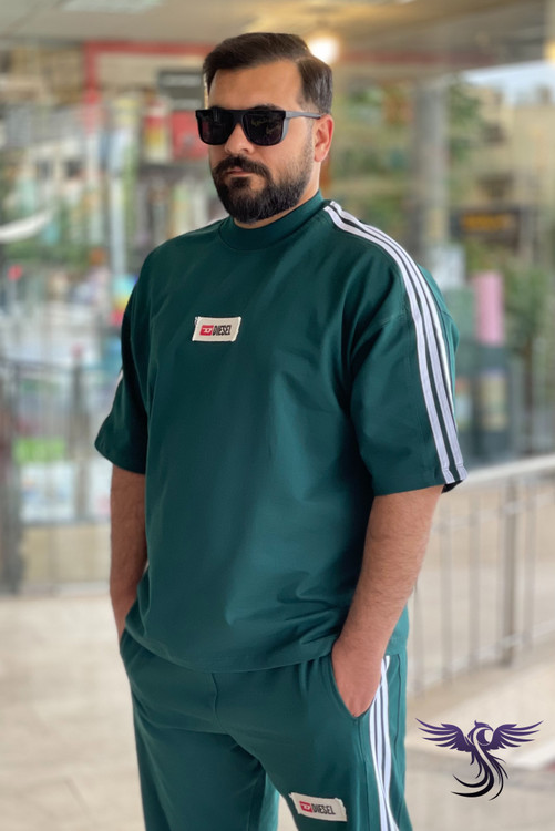 ست تیشرت شلوار دیزل سه خط رنگ سبز