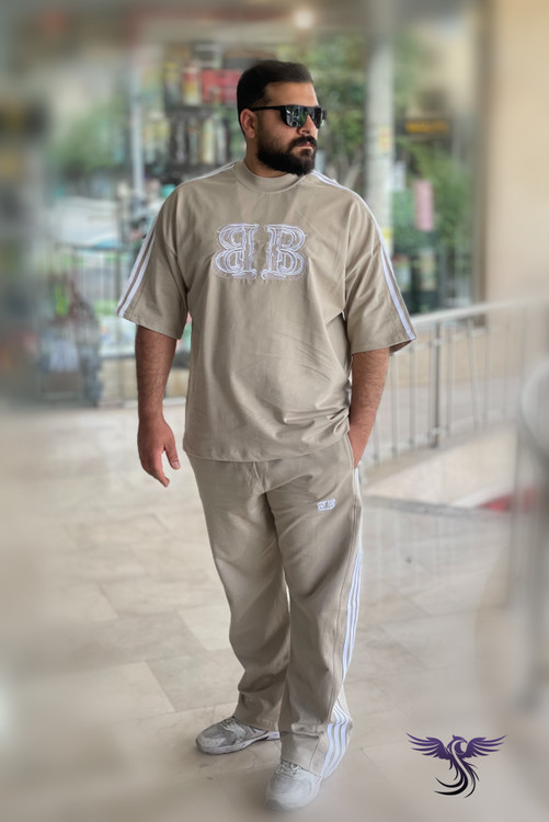 ست تیشرت و شلوار مردانه بالنسیاگا اسپرت پنبه گلدوزی