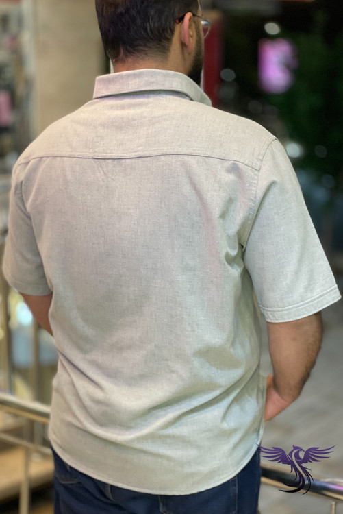 پیراهن لینن مردانه کژوال رنگ سبز پررنگ