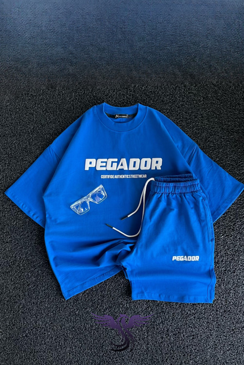 ست تیشرت و شلوارک مردانه اسپرت چاپدار آبی