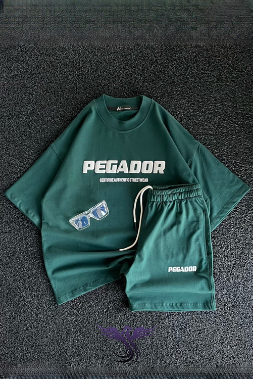 ست تیشرت و شلوارک مردانه پگادور اسپرت چاپدار سبز