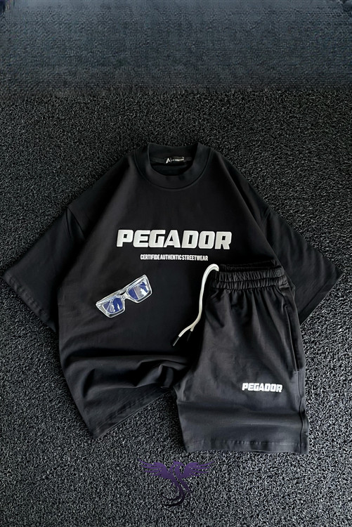 ست تیشرت و شلوارک مردانه پگادور چاپدار مشکی