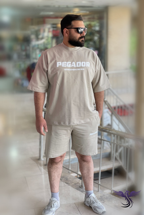 ست تیشرت شلوارک پگادور اسپرت بژ نمای نزدیک