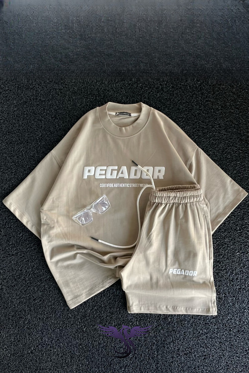 ست تیشرت و شلوارک مردانه پگادور اسپرت رنگ بژ