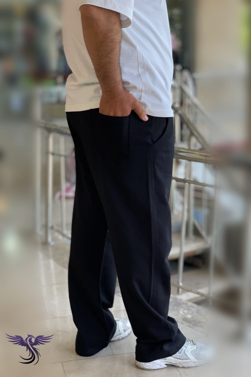 شلوار اسلش مردانه بگ استایل کمرکش رنگ مشکی