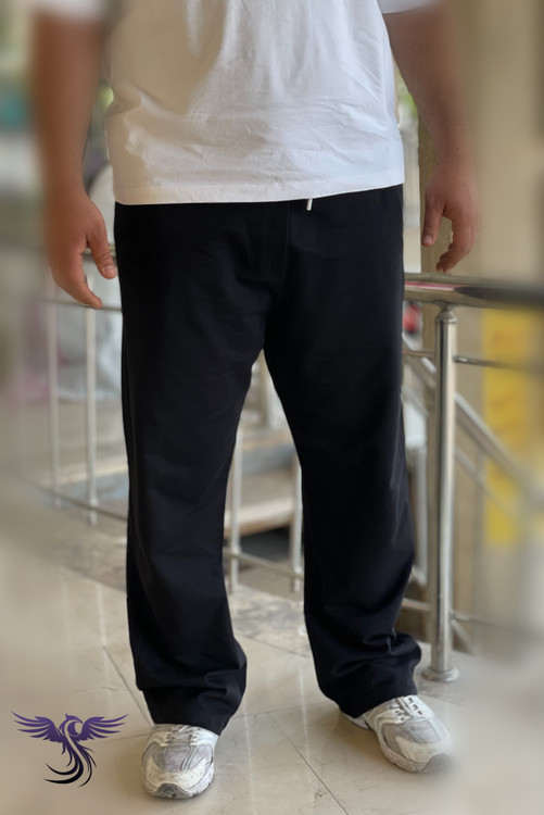 شلوار اسلش مردانه بگ استایل کمرکش مشکی نمای پشت