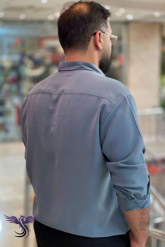 پیراهن مردانه پارچه سیلک ریزشی ترند آستین بلند