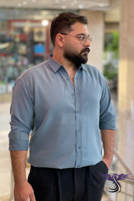 پیراهن مردانه پارچه سیلک ریزشی ترند آستین بلند