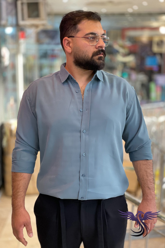 پیراهن مردانه پارچه سیلک ریزشی ترند آستین بلند
