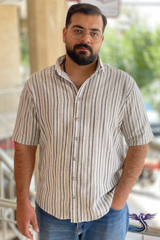 پیراهن راهراه کنفی مردانه تابستانی